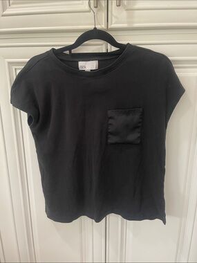 Nordstrom Rack Black Short Sleeve Crew neck Tee T-shirt Small 100% cotton pocket